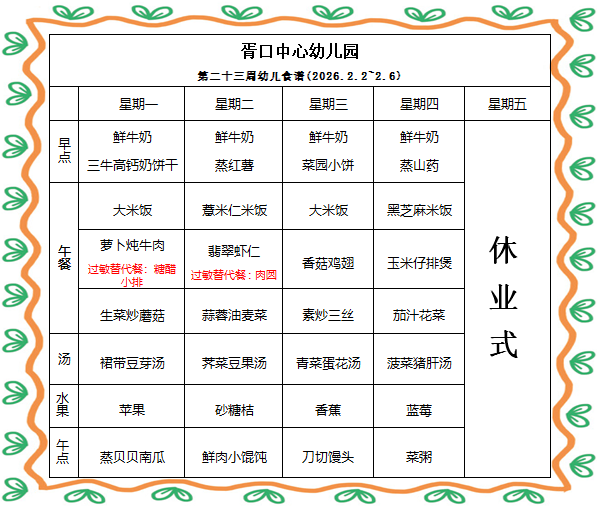 【每周食谱】2025/秋 第二十三周（2026年2月2日-2026年2月6日）