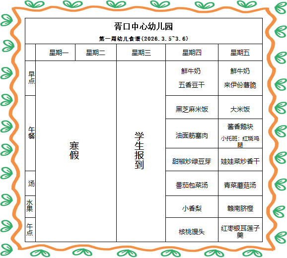 【每周食谱】2026/春 第一周（2026年3月5日-2026年3月6日）